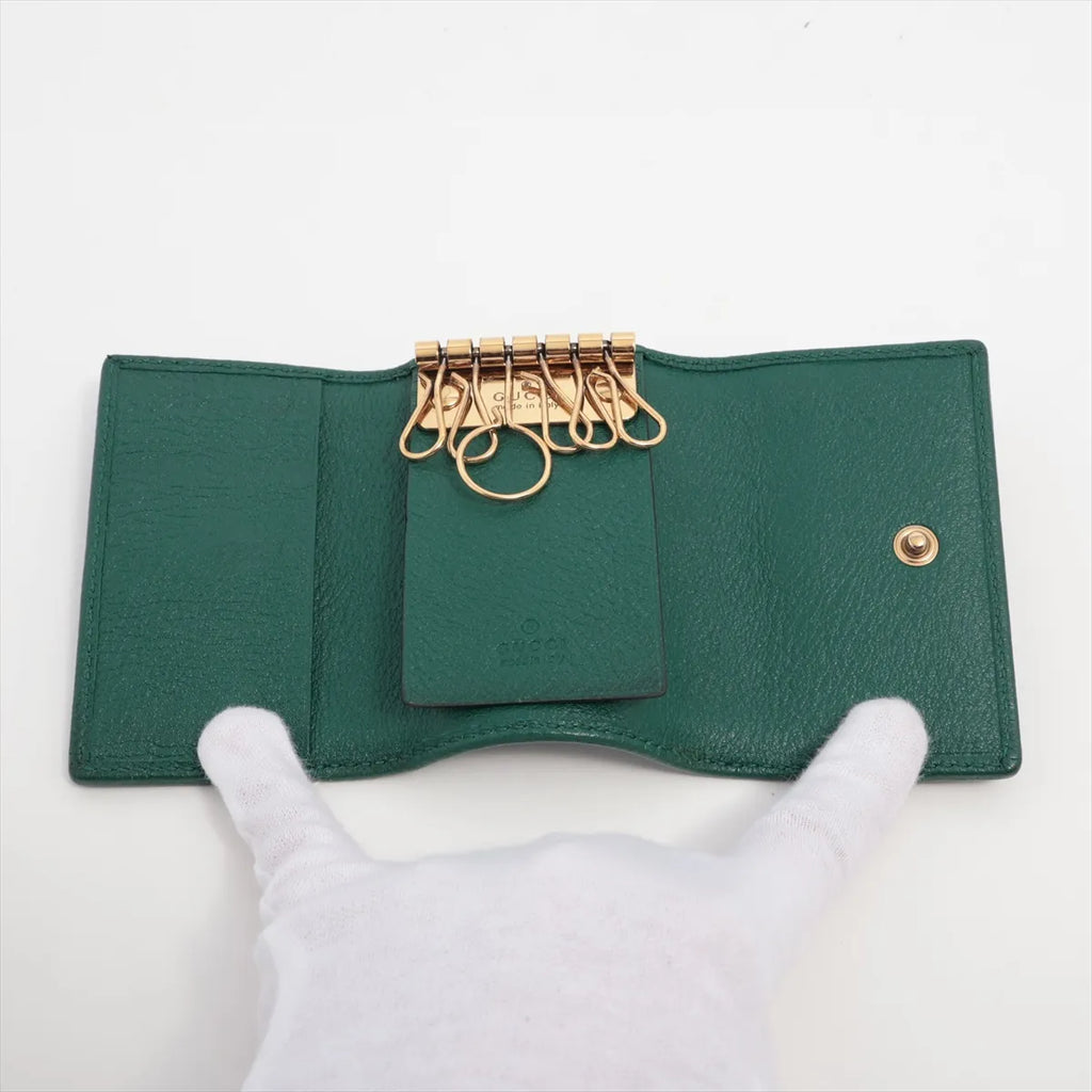 Gucci Bamboo GG Marmont Leather Key Case Green