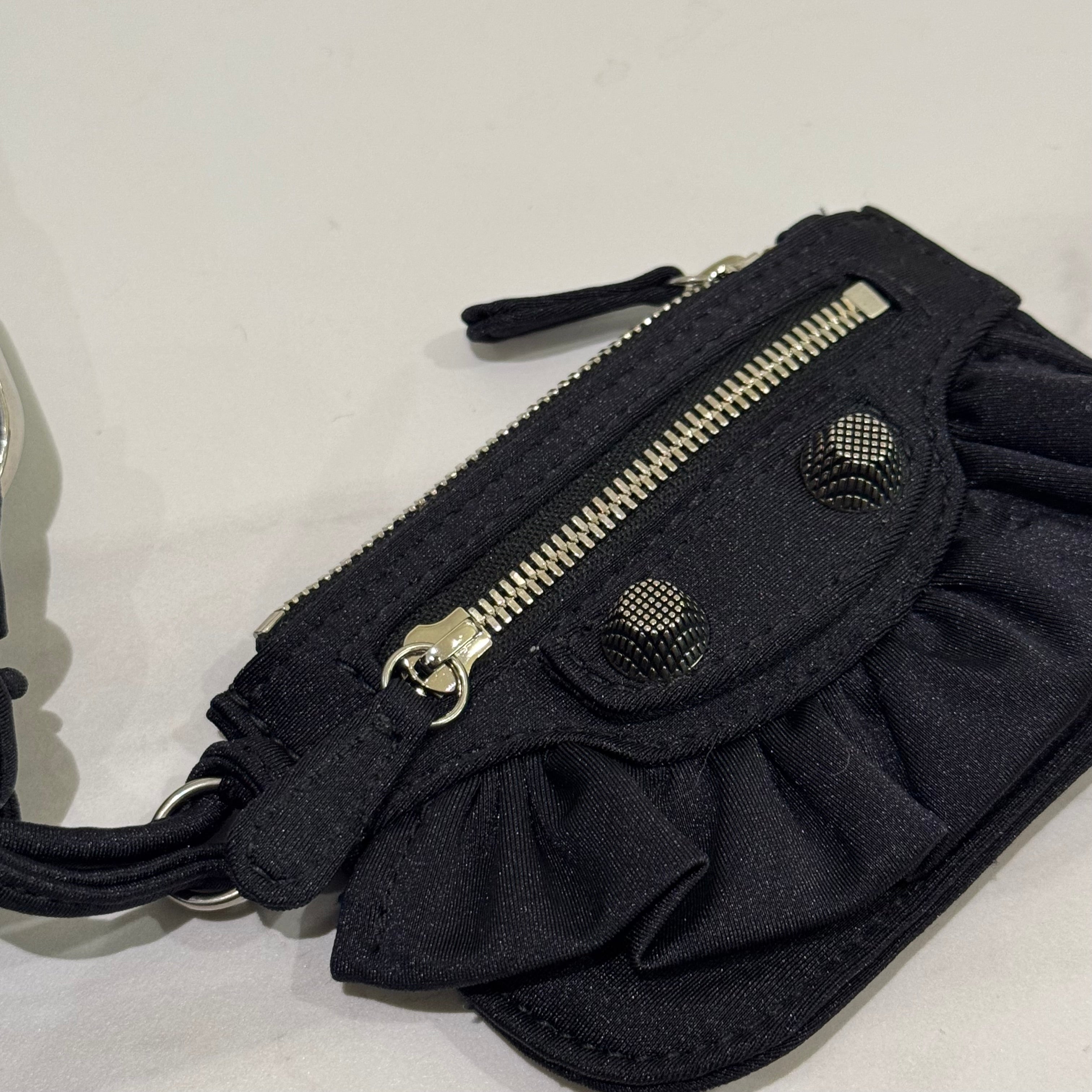 BALENCIAGA LE CAROLE RUFFLED ZIP NYLON MOTORCYCLE BAG