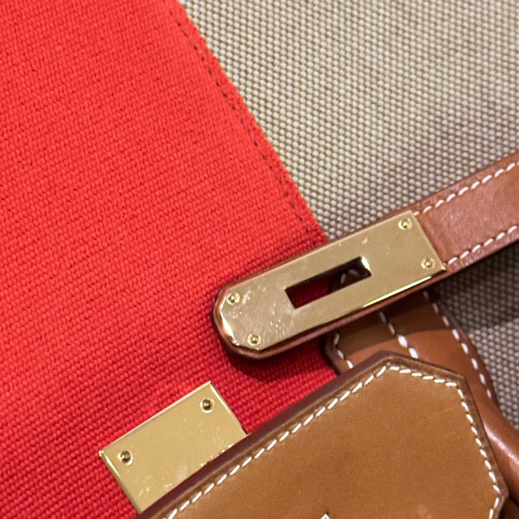 HERMÈS BIRKIN 35 SADDLE LEATHER & CANVAS STAMP P