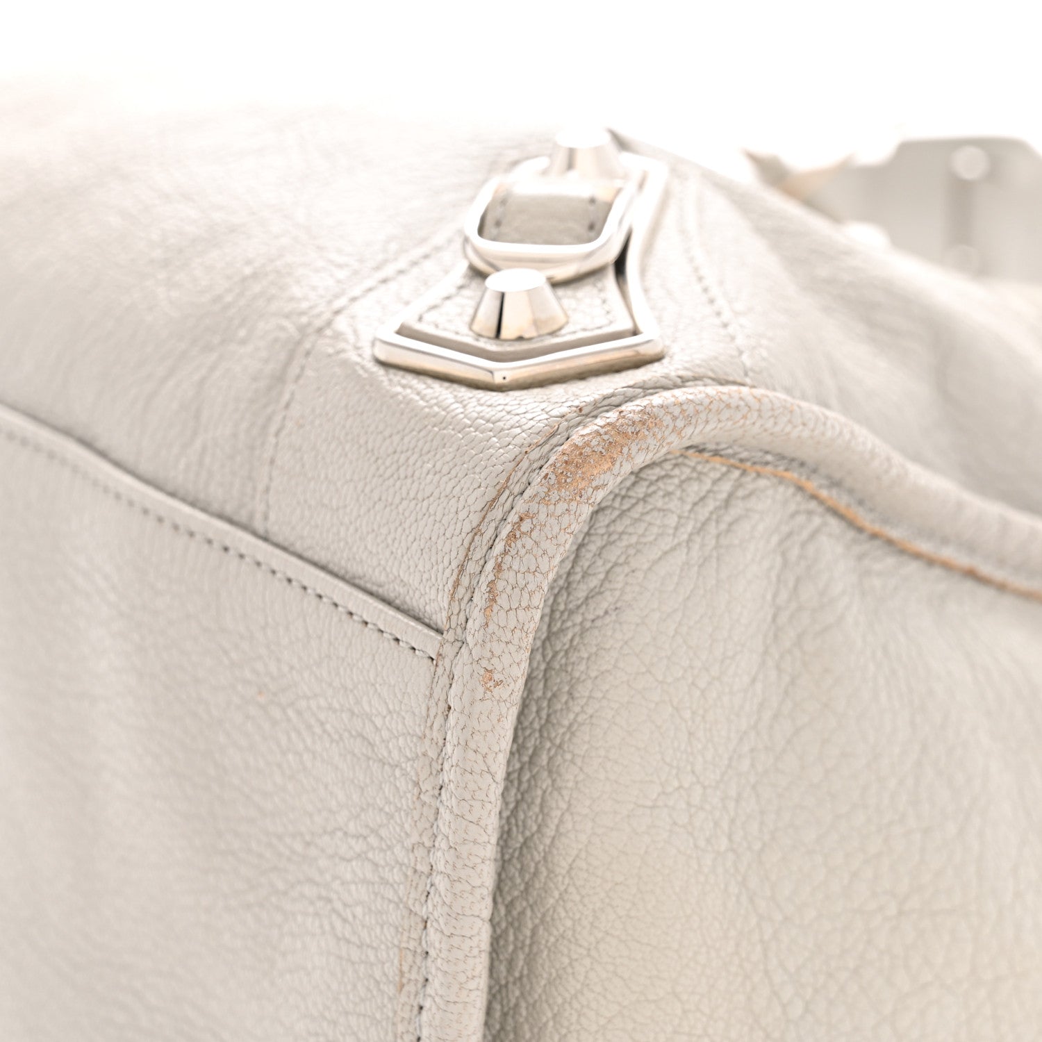 Chevre Silver Metallic Edge Hardware City Gris Glace