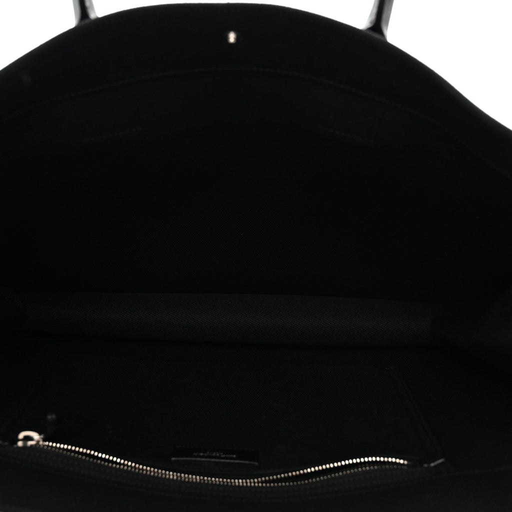 Linen Calfskin Rive Gauche Tote Black