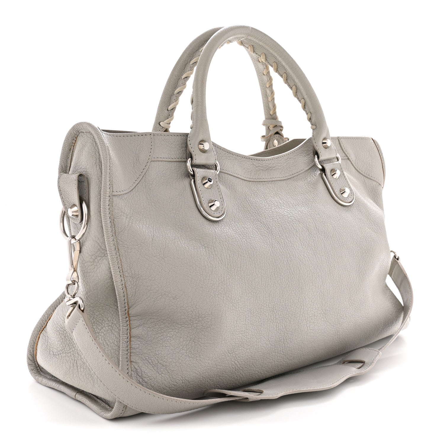Chevre Silver Metallic Edge Hardware City Gris Glace