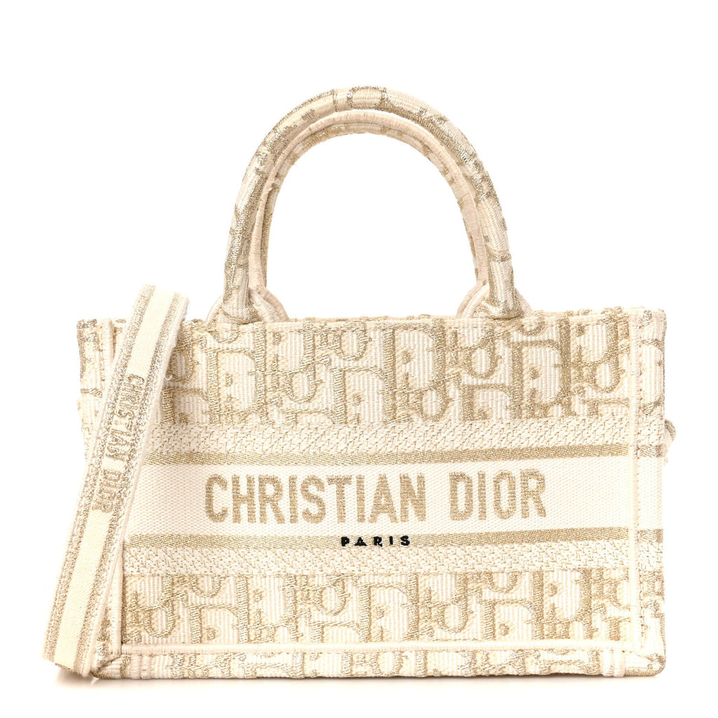 Oblique Mini Book Tote With Strap Gold Multicolor