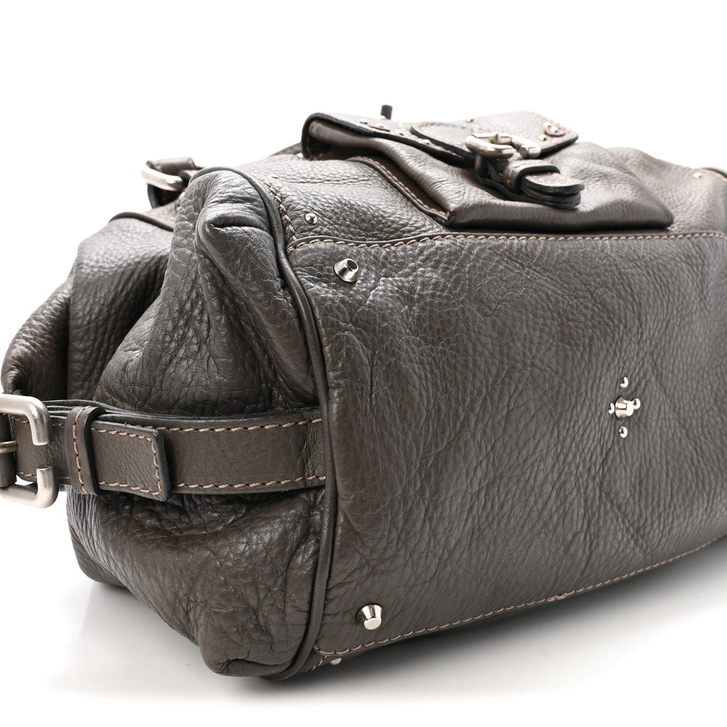 Calfskin Medium Paddington Satchel Gris Vert