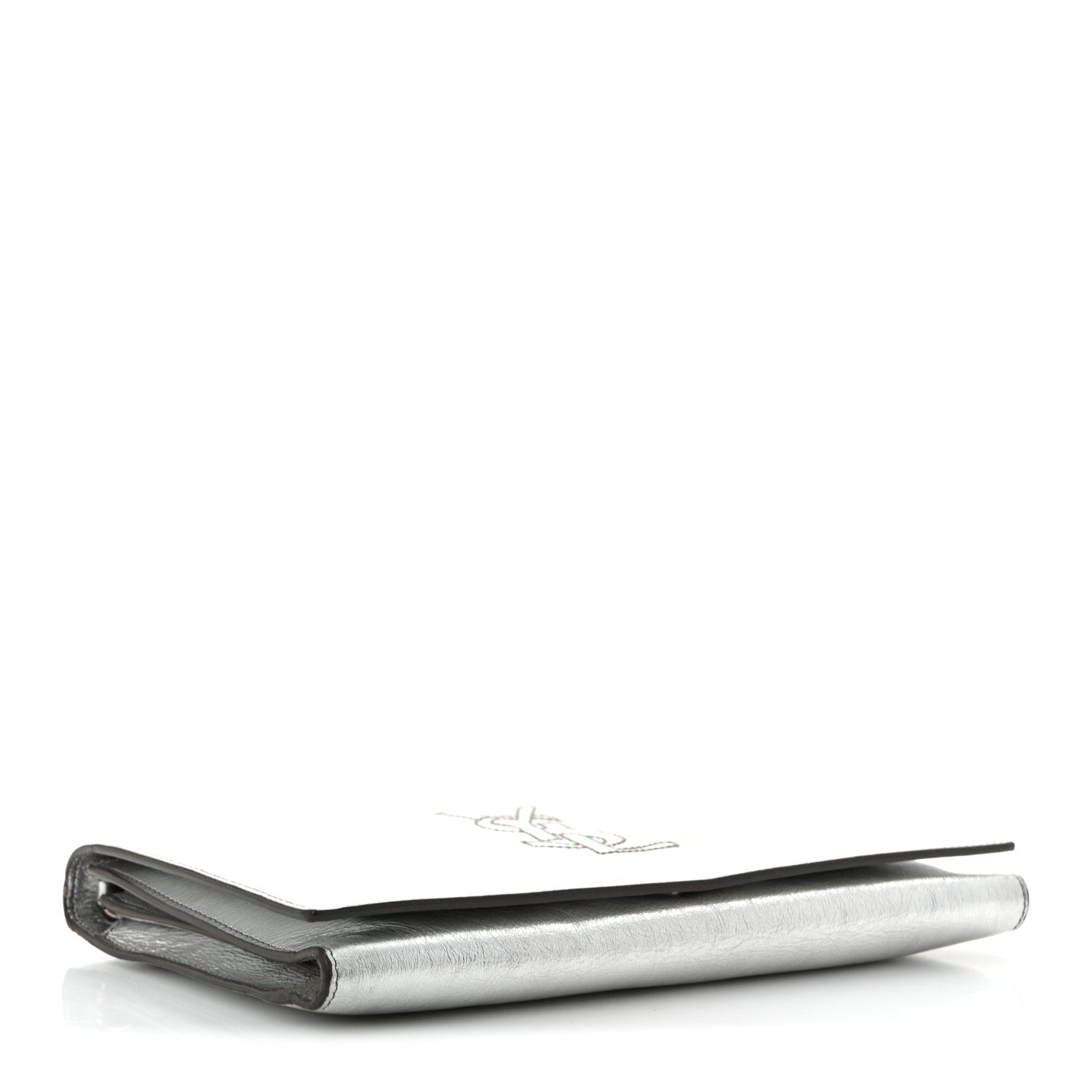 Metallic Crinkled Calfskin Belle de Jour Chain Clutch Silver