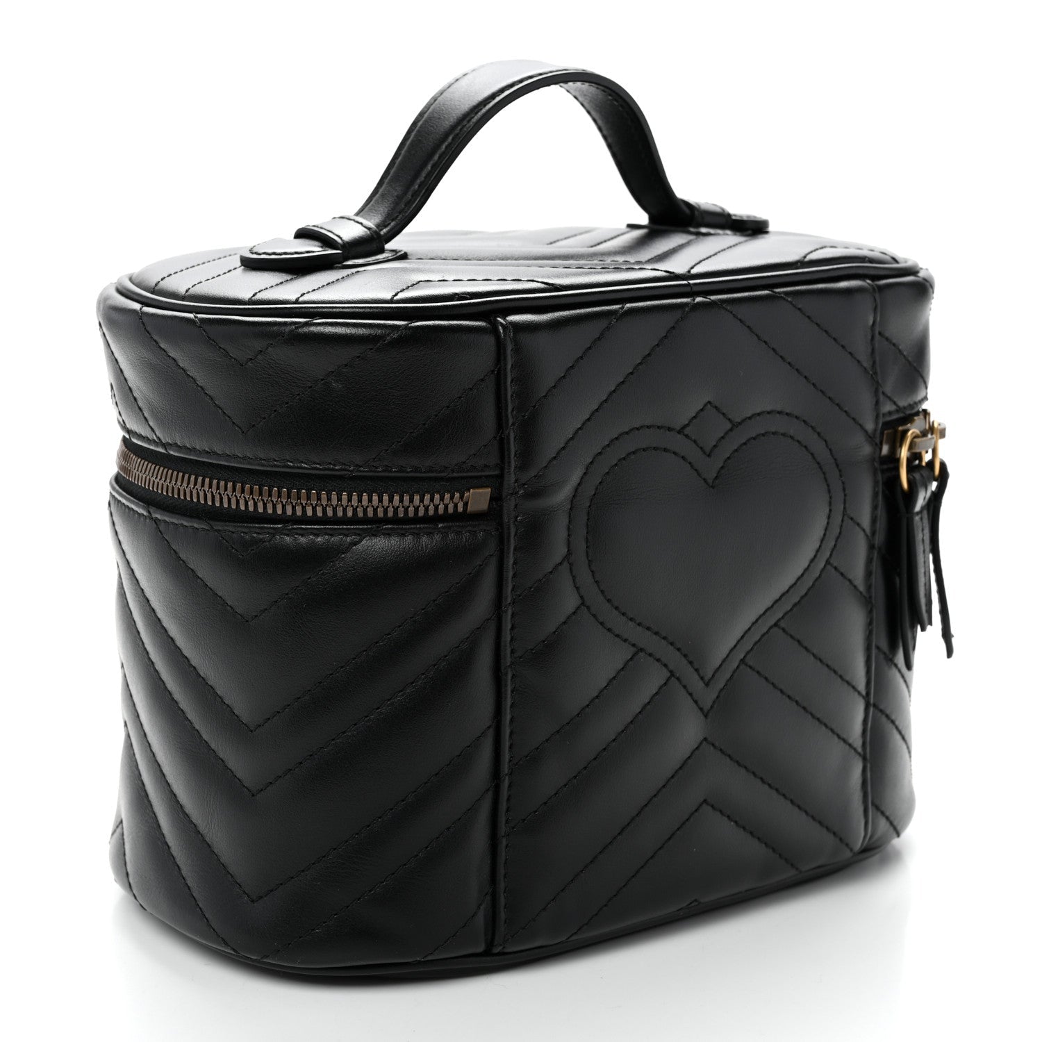 Calfskin Matelasse Small GG Marmont Vanity Cosmetic Case Black
