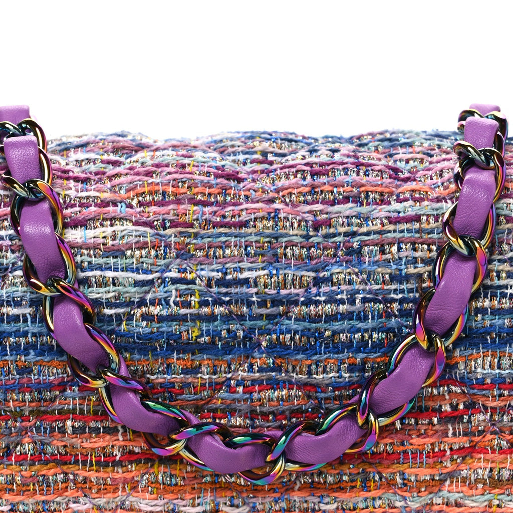 Tweed Quilted Mini Rectangular Flap Blue Pink Orange