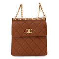 Caviar Quilted Multi Chain Backpack Light Brown