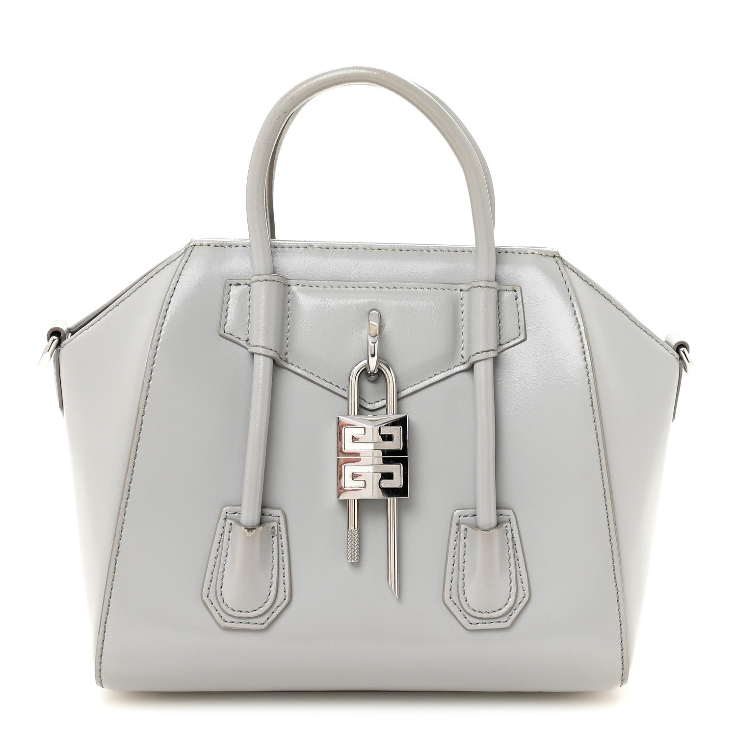 Box Calfskin Mini Lock Antigona Shoulder Bag Medium Grey