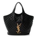 Lambskin Quilted Maxi Icare Shopping Tote Black