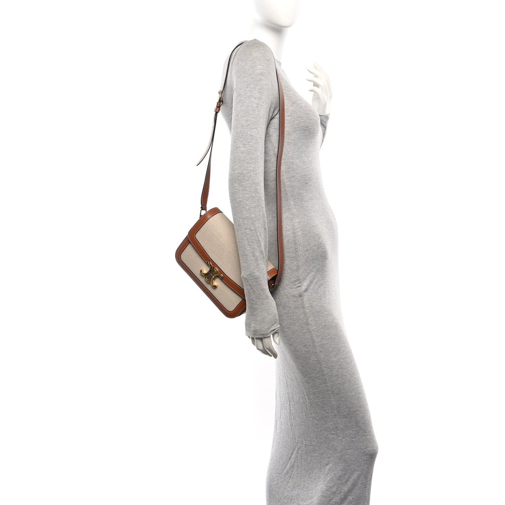 Textile Calfskin Classique Triomphe Bag Natural Tan