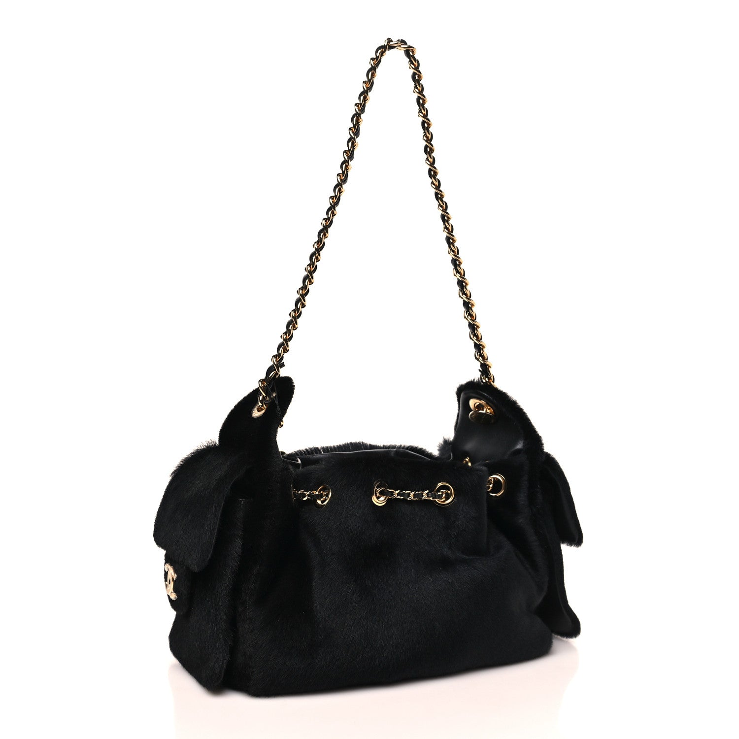 Pony Hair Mini Chanel 25 Handbag Black