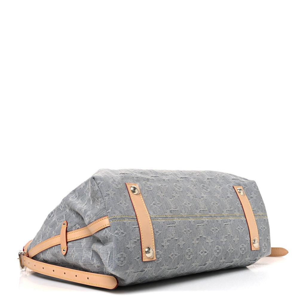 Monogram Denim CarryAll MM Washed Grey
