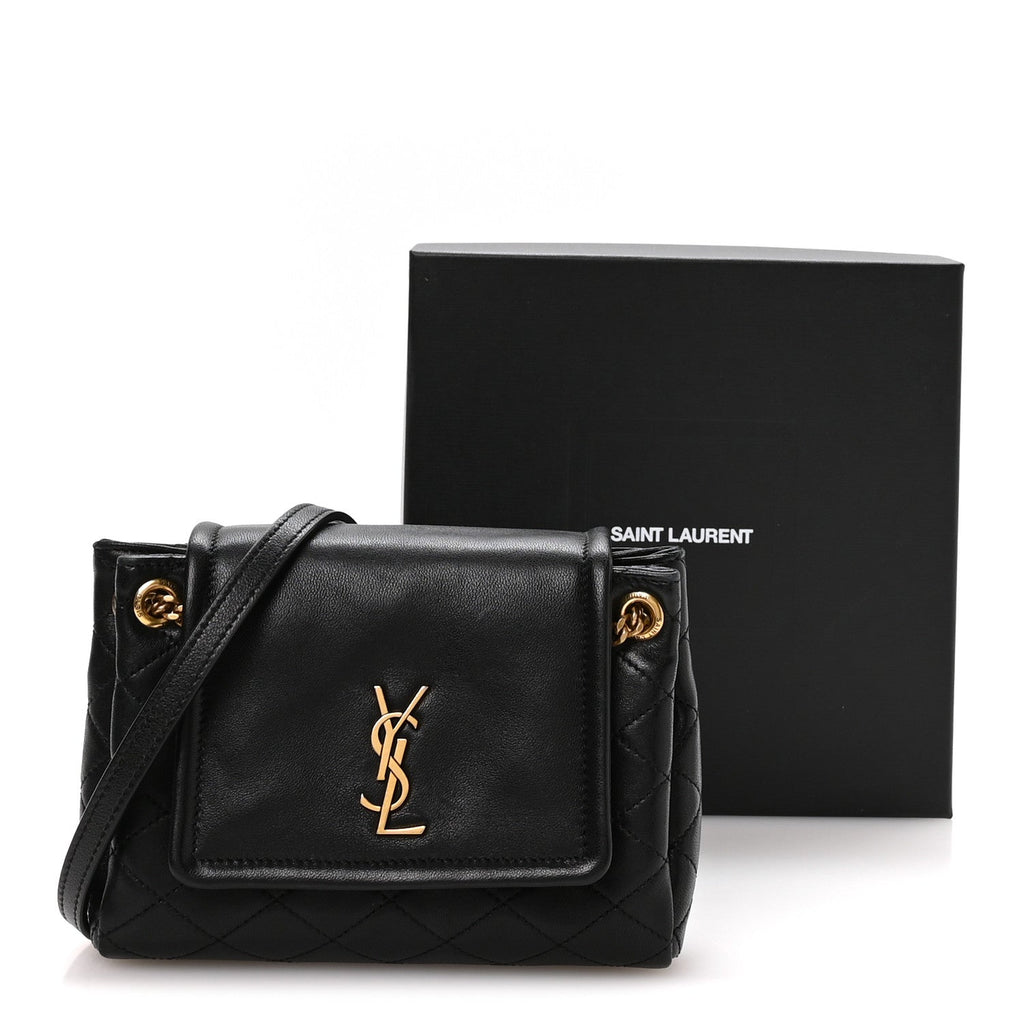 Lambskin Quilted Monogram Mini Nolita Black