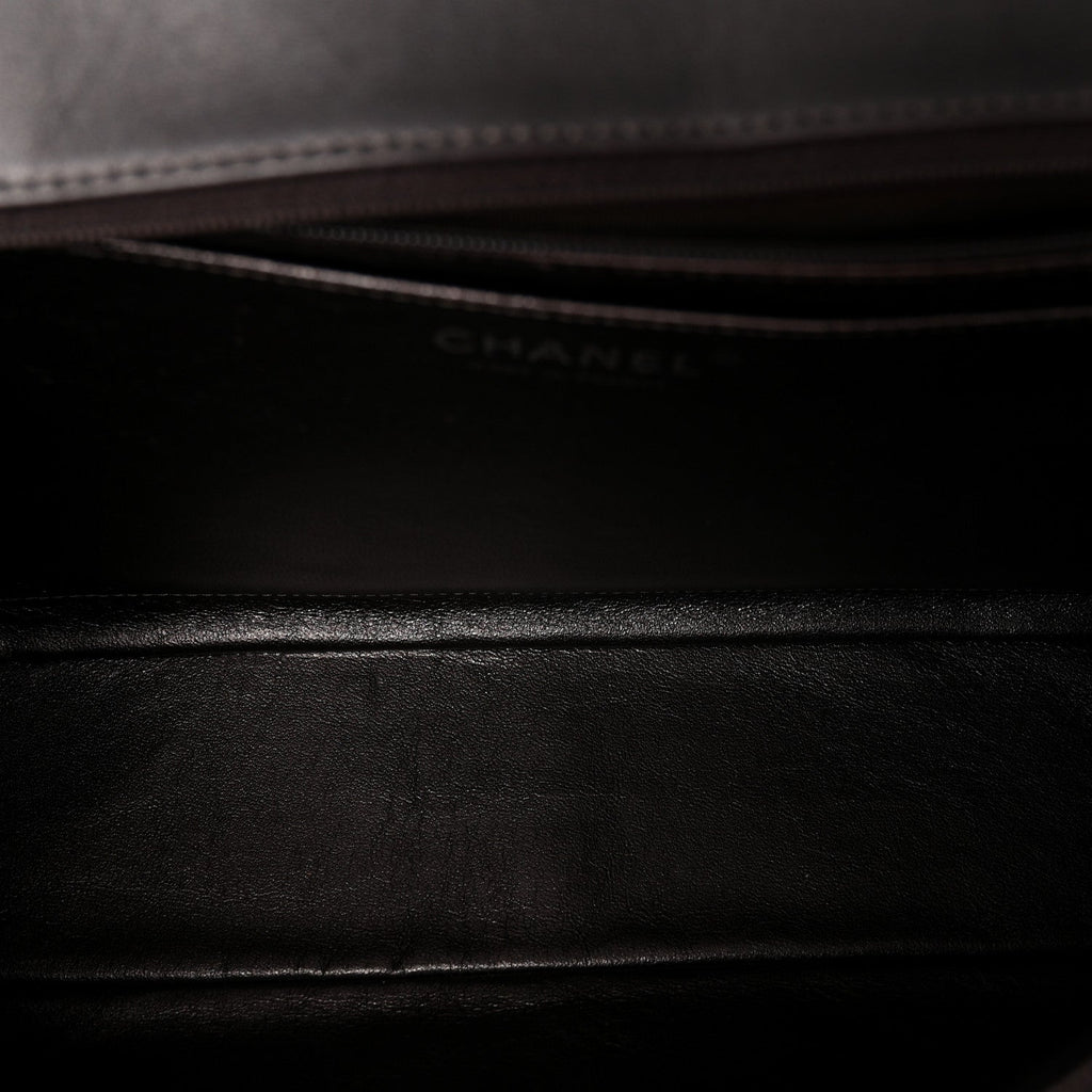 Lambskin Quilted Jumbo Single Flap  Dark Grey