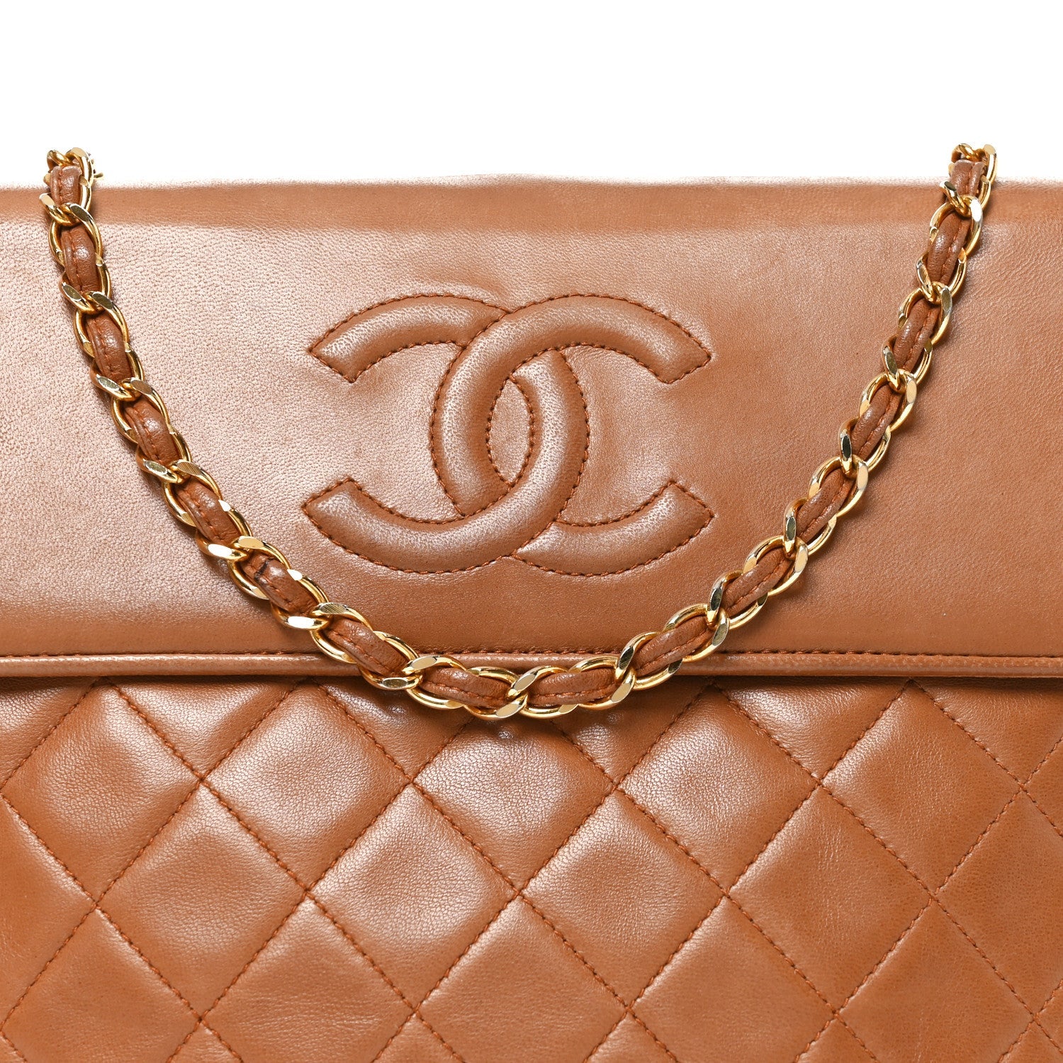 Lambskin Quilted CC Tassel Shoulder Bag Brown