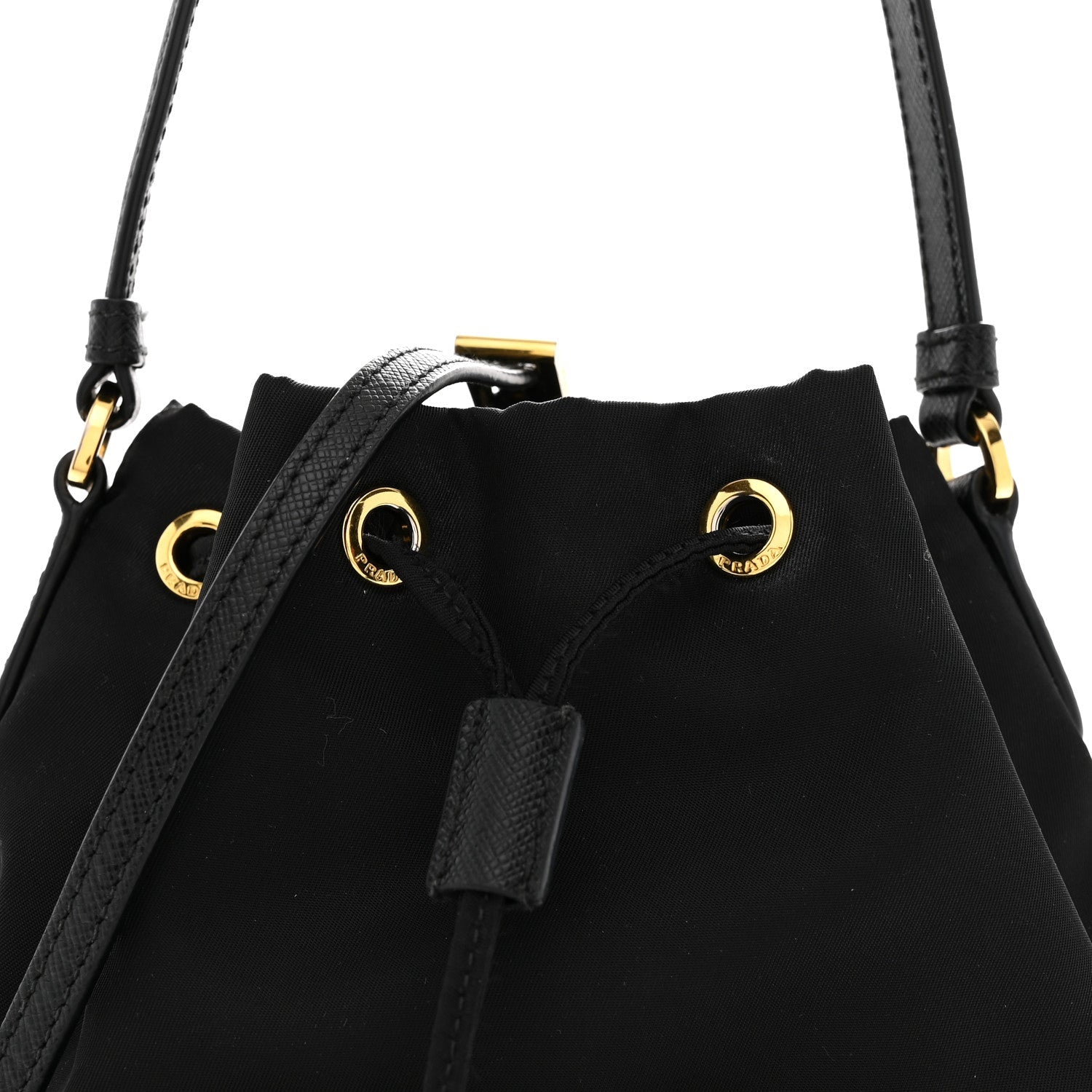 Re-Nylon Duet Drawstring Shoulder Bag Black