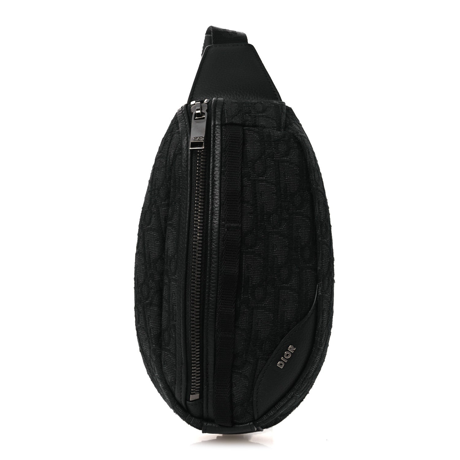 Grained Calfskin Oblique Scarab Sling Bag Black
