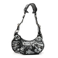 Agneau Arena Graffiti Le Cagole Shoulder Bag XS Black