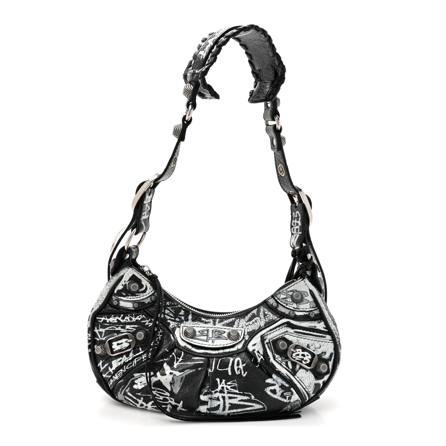 Agneau Arena Graffiti Le Cagole Shoulder Bag XS Black