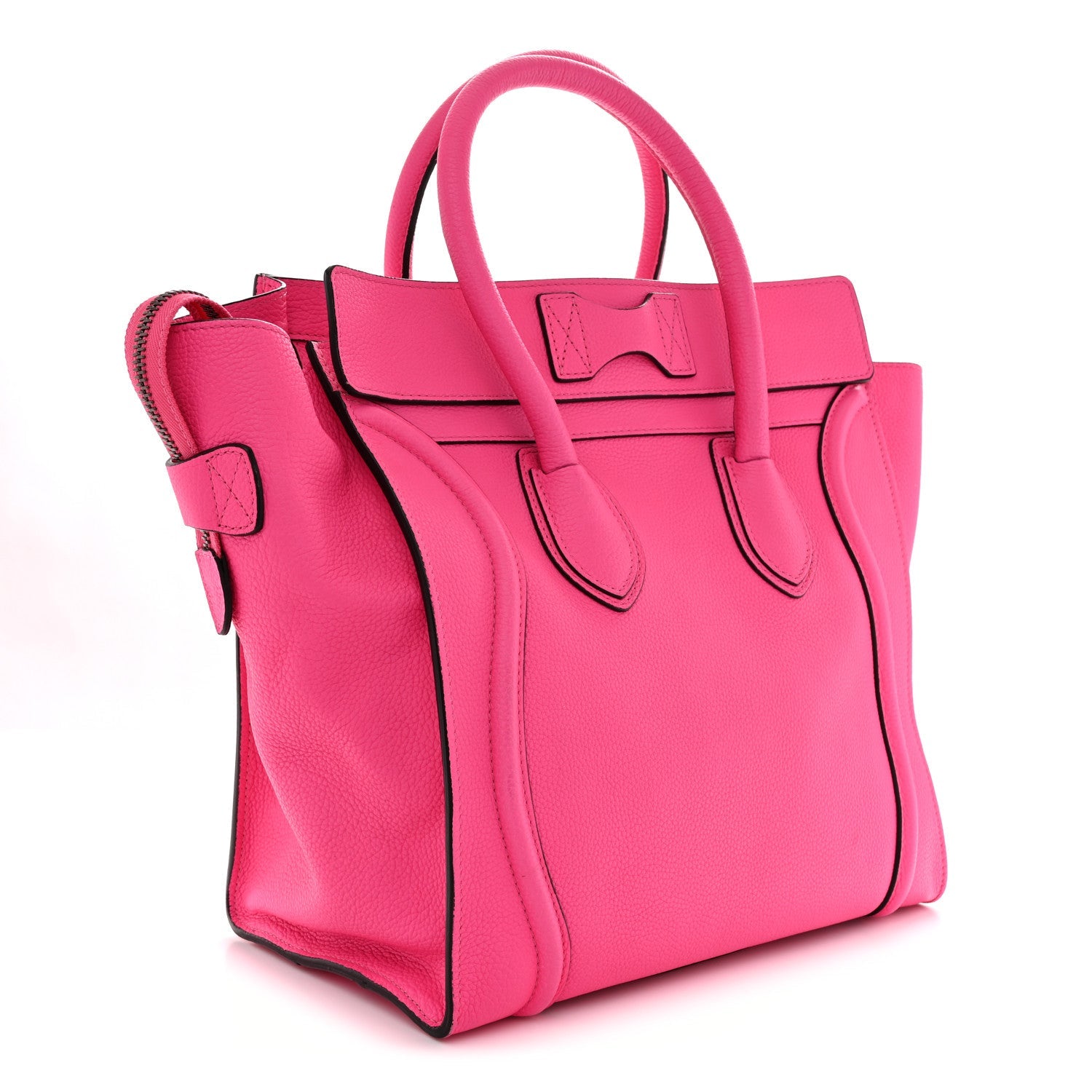 Drummed Calfskin Mini Luggage Fluo Pink