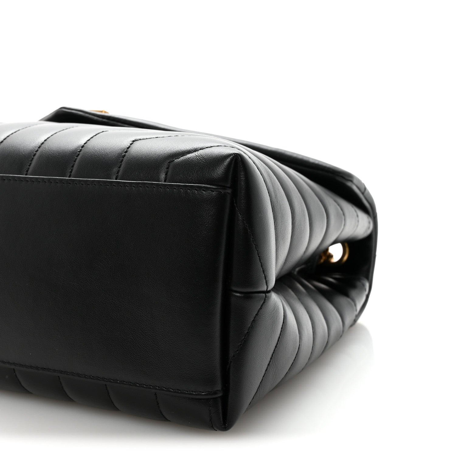 Calfskin Y Quilted Monogram Medium Loulou Chain Satchel Black