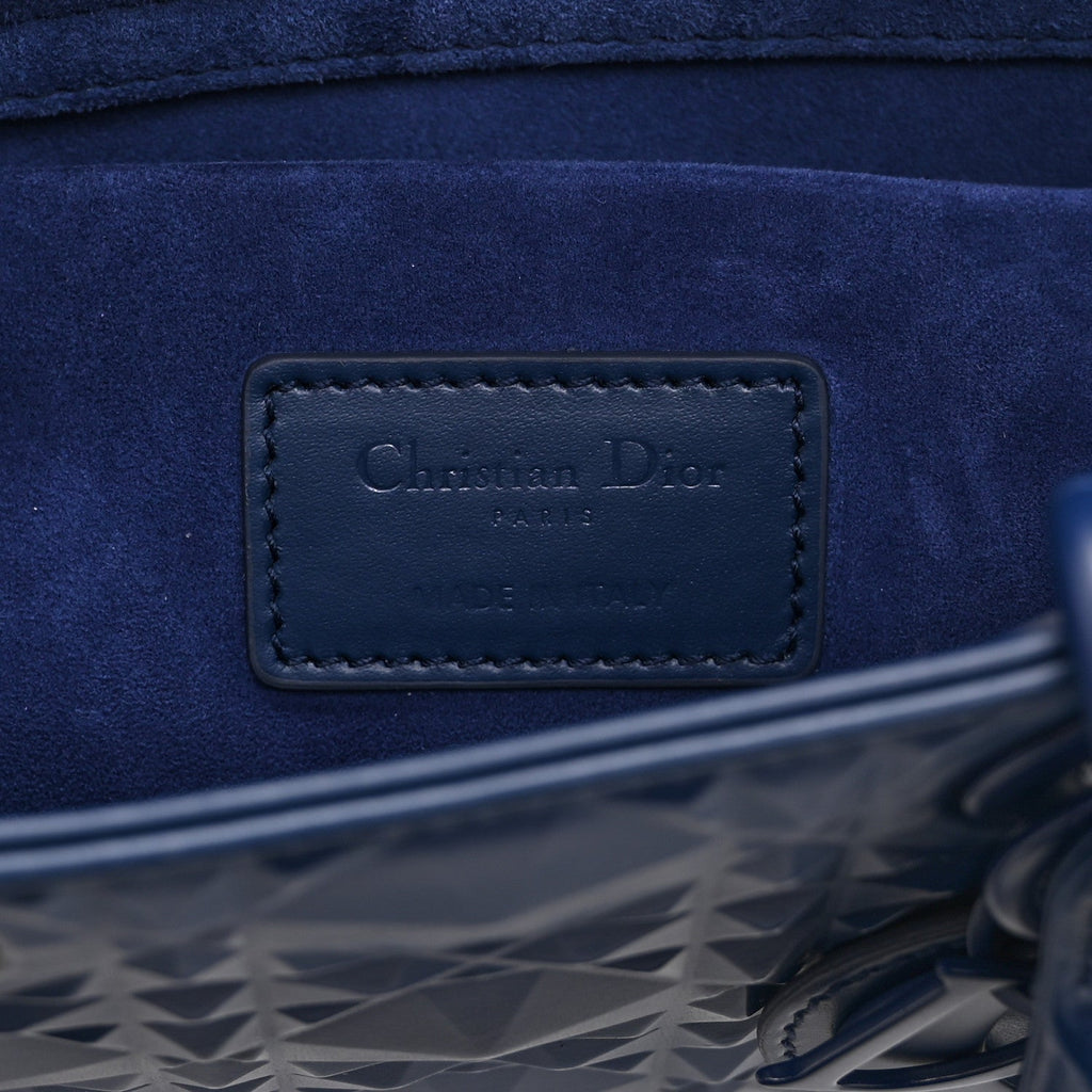 Calfskin Cannage Diamond Medium Lady D-Joy Navy Blue