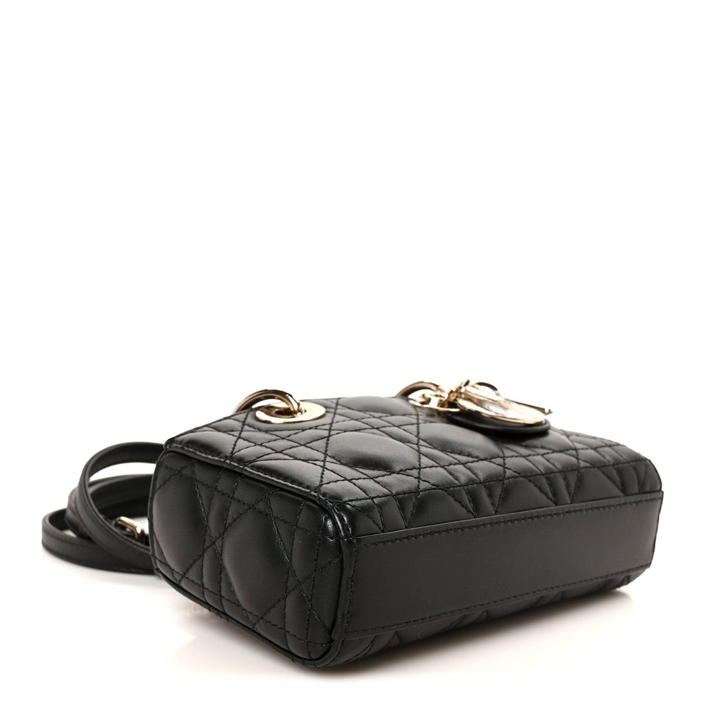 Patent Lambskin Cannage Micro Lady D-Joy Black
