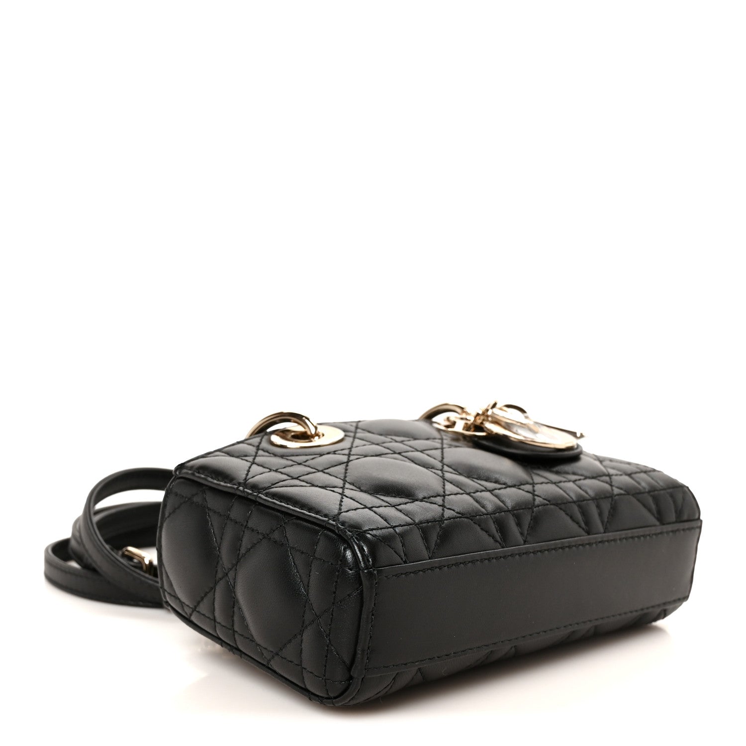 Patent Lambskin Cannage Micro Lady D-Joy Black