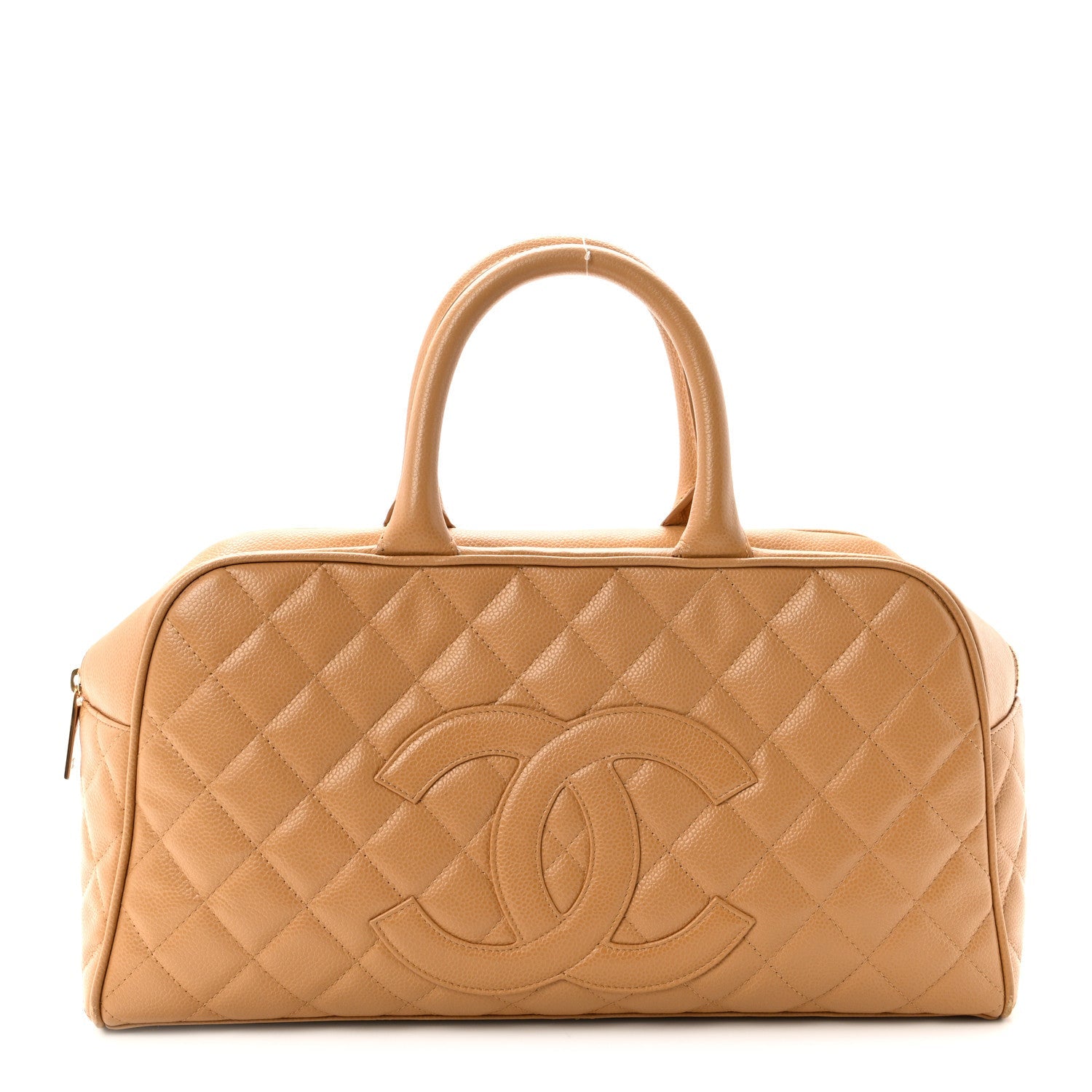 Caviar Quilted Large Bowler Bag Beige