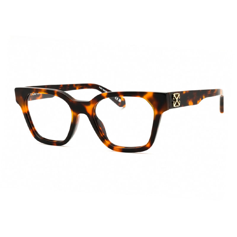 Off-White Eyeglasses Square Full Rim, Black with Brown Frame and Clear Demo Lenses Lens OERJ07PSTYLE7P1000