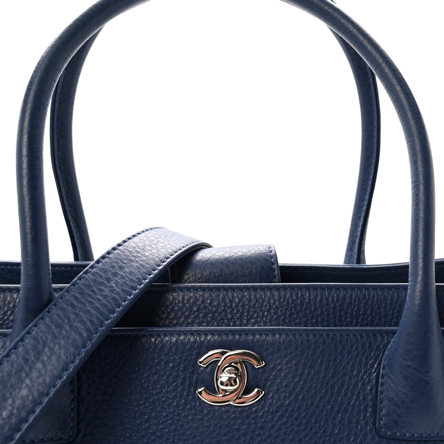 Calfskin Cerf Executive Shopper Tote Marine