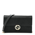 Dollar Calfskin Interlocking G Chain Wallet Black