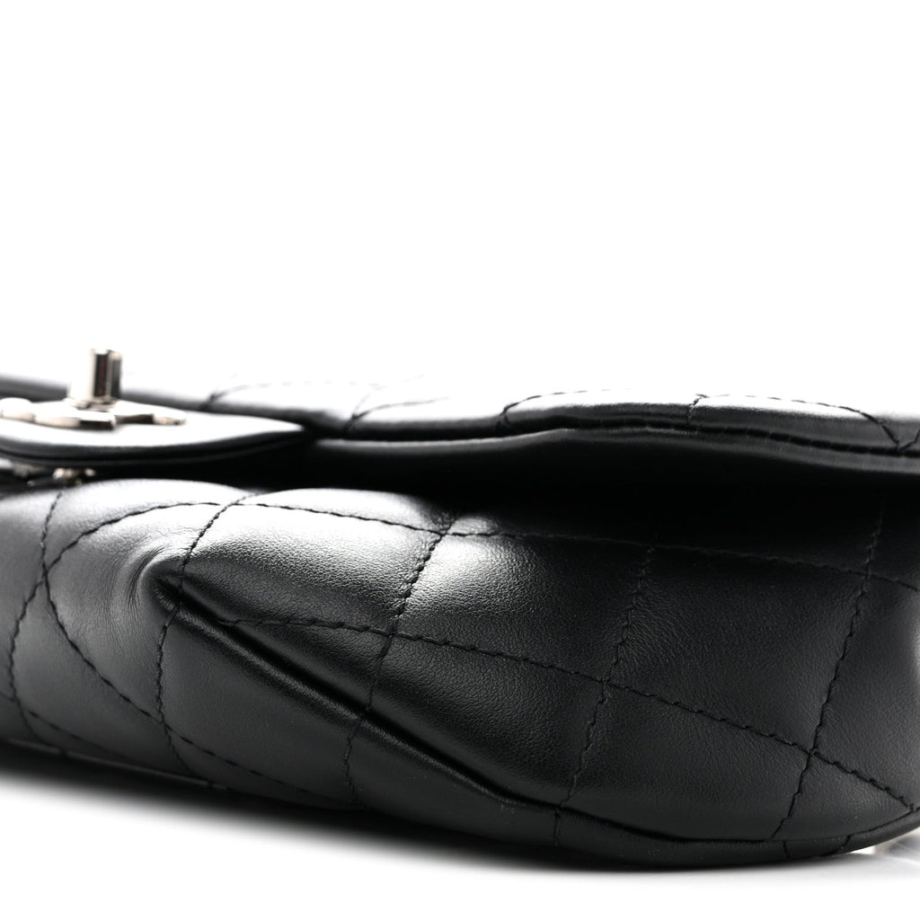 Calfskin Quilted CC Uniform Flap Belt Bag Black