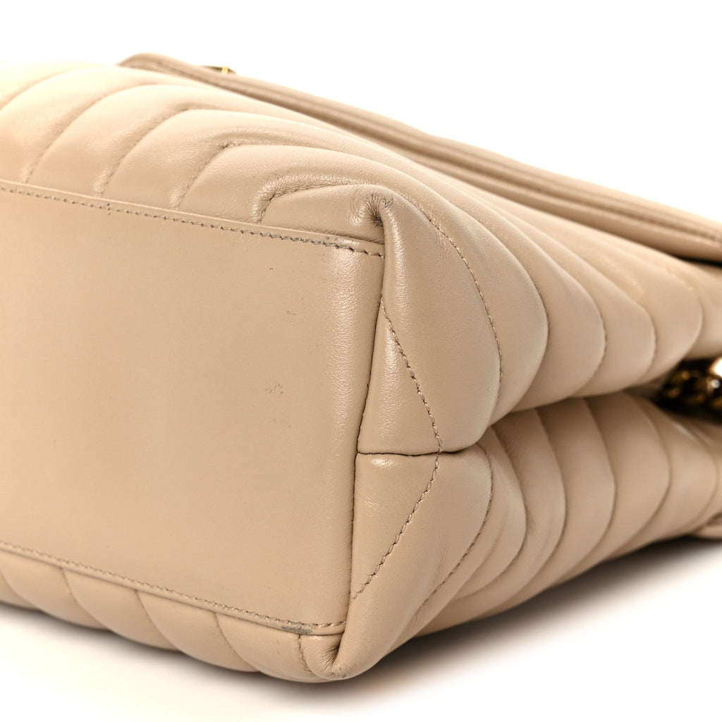 Calfskin Y Quilted Monogram Medium Loulou Chain Satchel Dark Beige