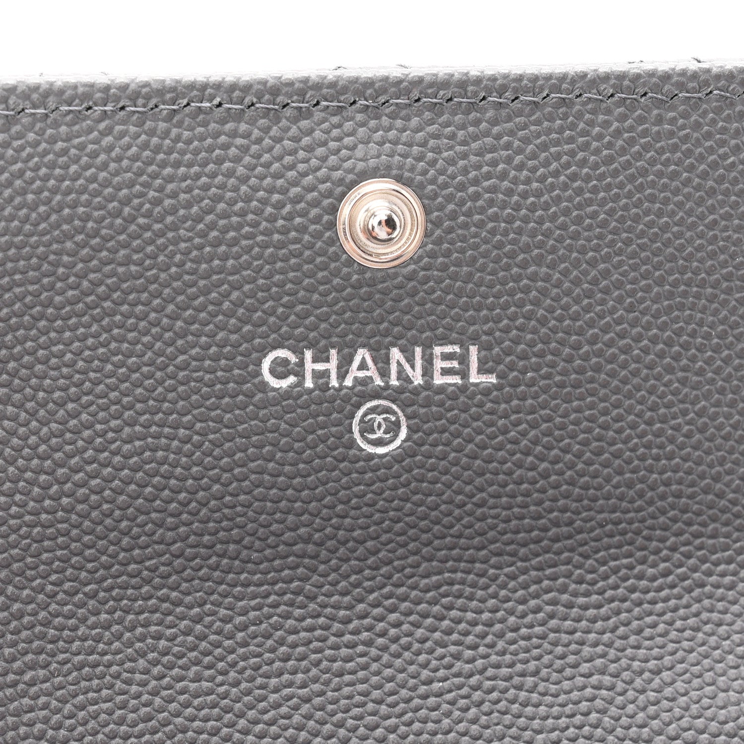 Shiny Caviar Enamel Quilted CC Flap Card Holder Grey
