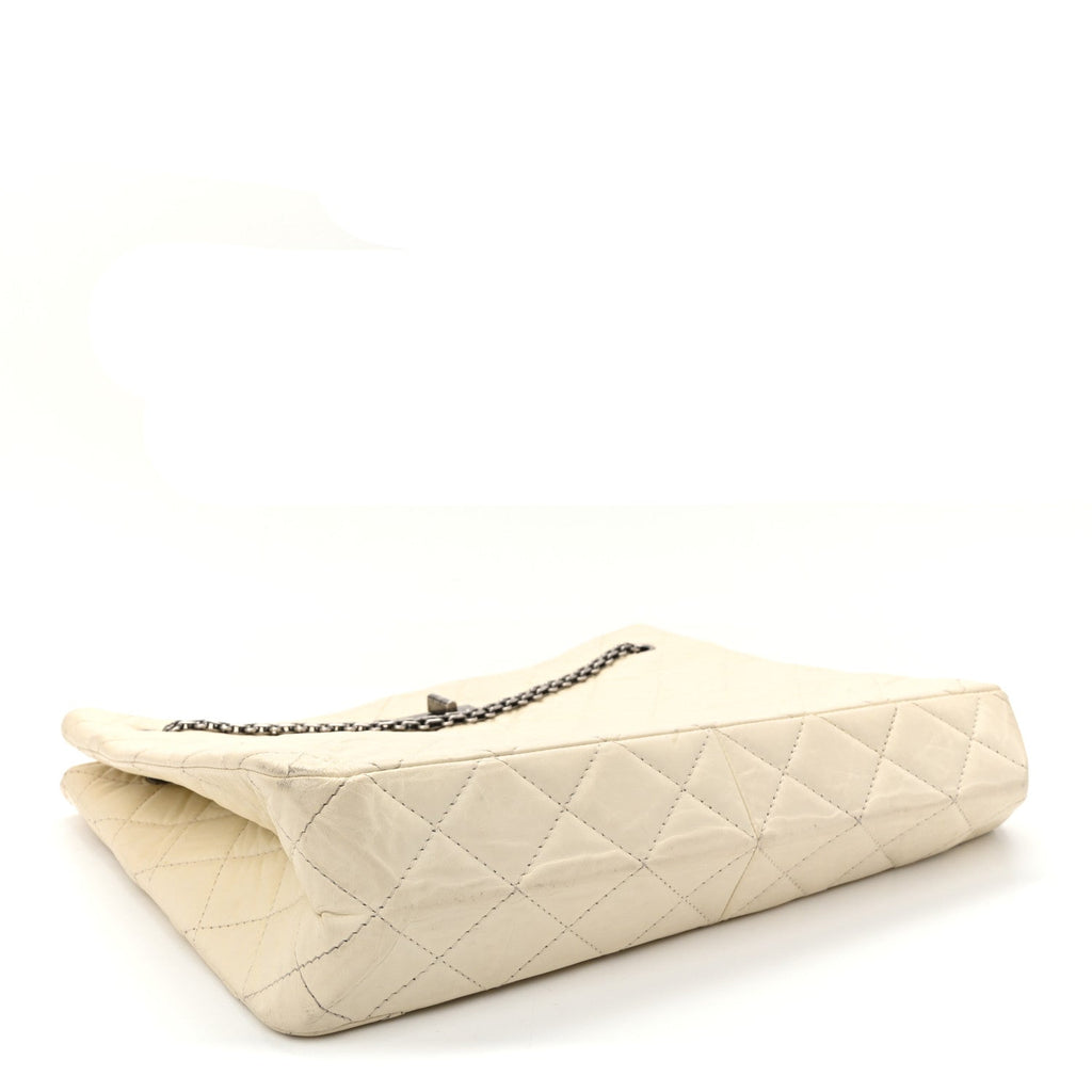 Aged Calfskin Quilted Reissue 2.55 Tote Ivory