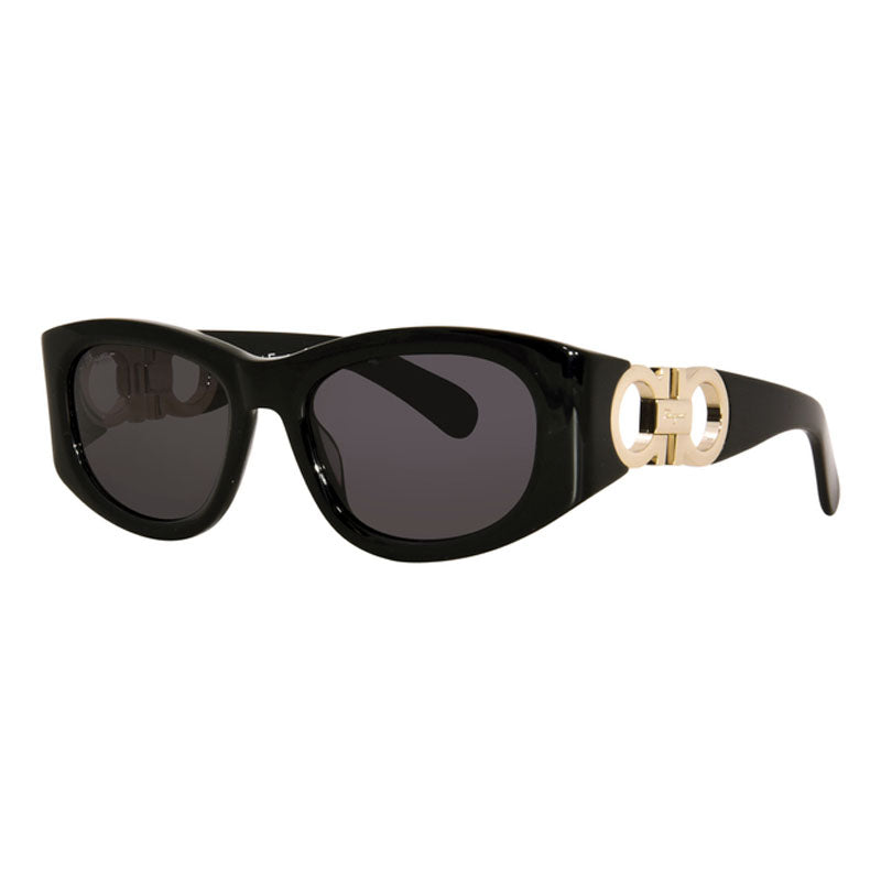 Salvatore Ferragamo Sunglasses Square Full Rim, Black Frame and Smoke Lens SF1082S001