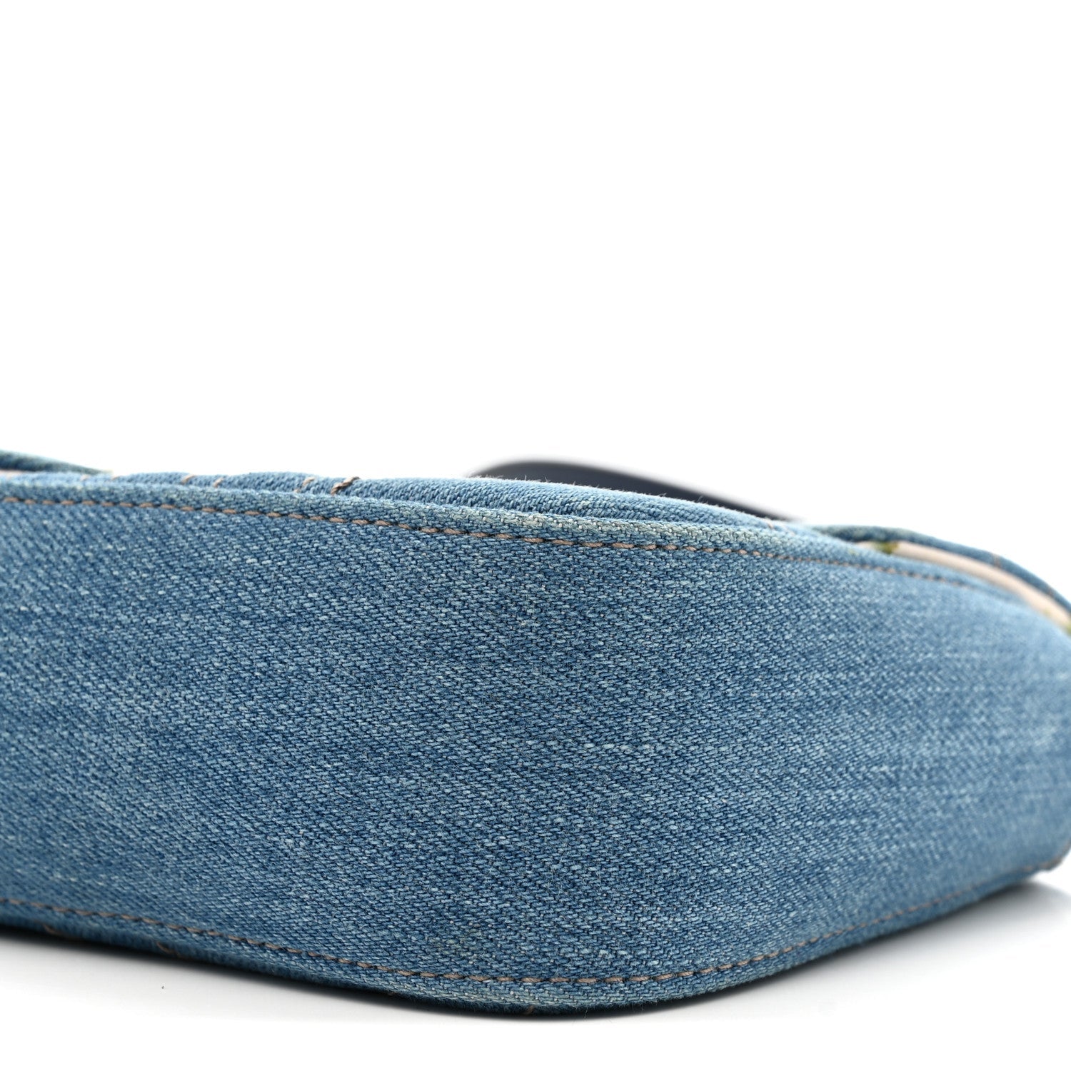 Denim Matelasse Mini Pearly GG Marmont Shoulder Bag Blue