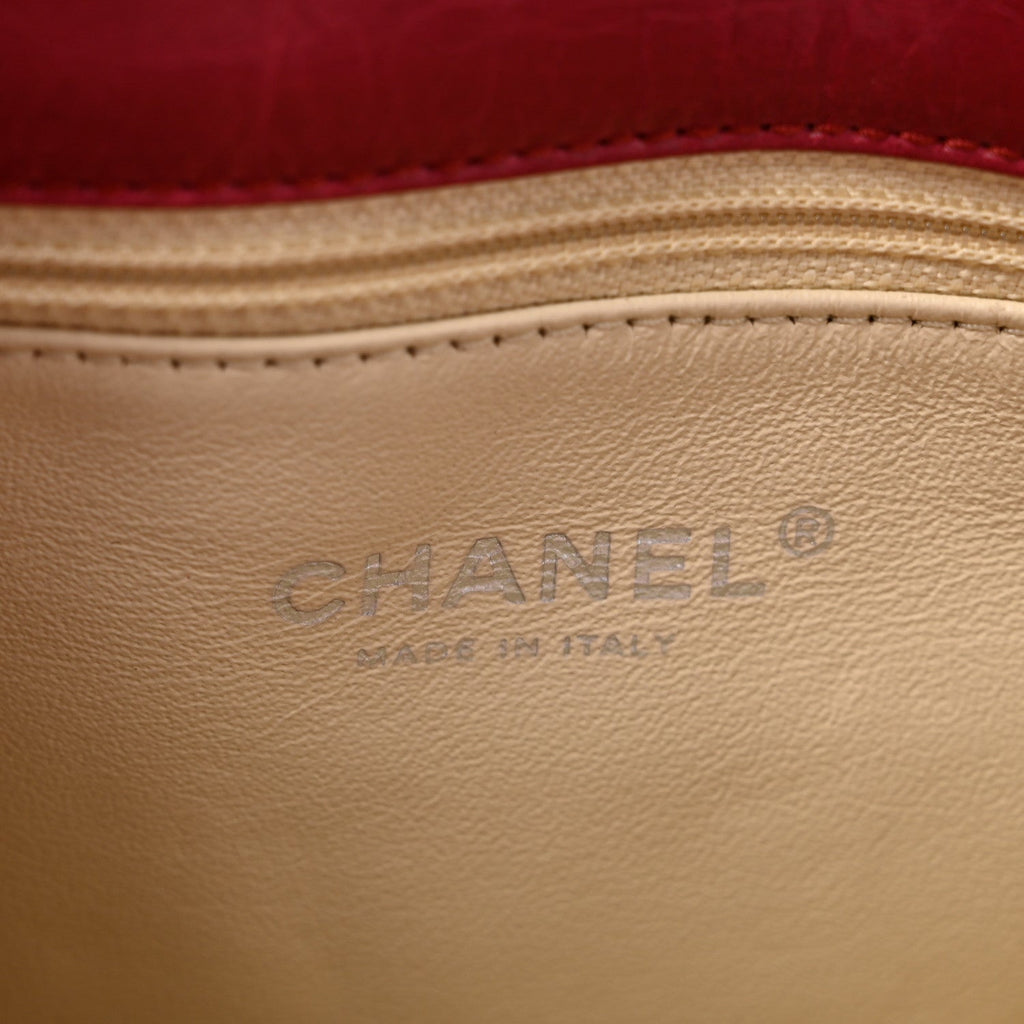 Glazed Calfskin Quilted Soft Boy Flap Red