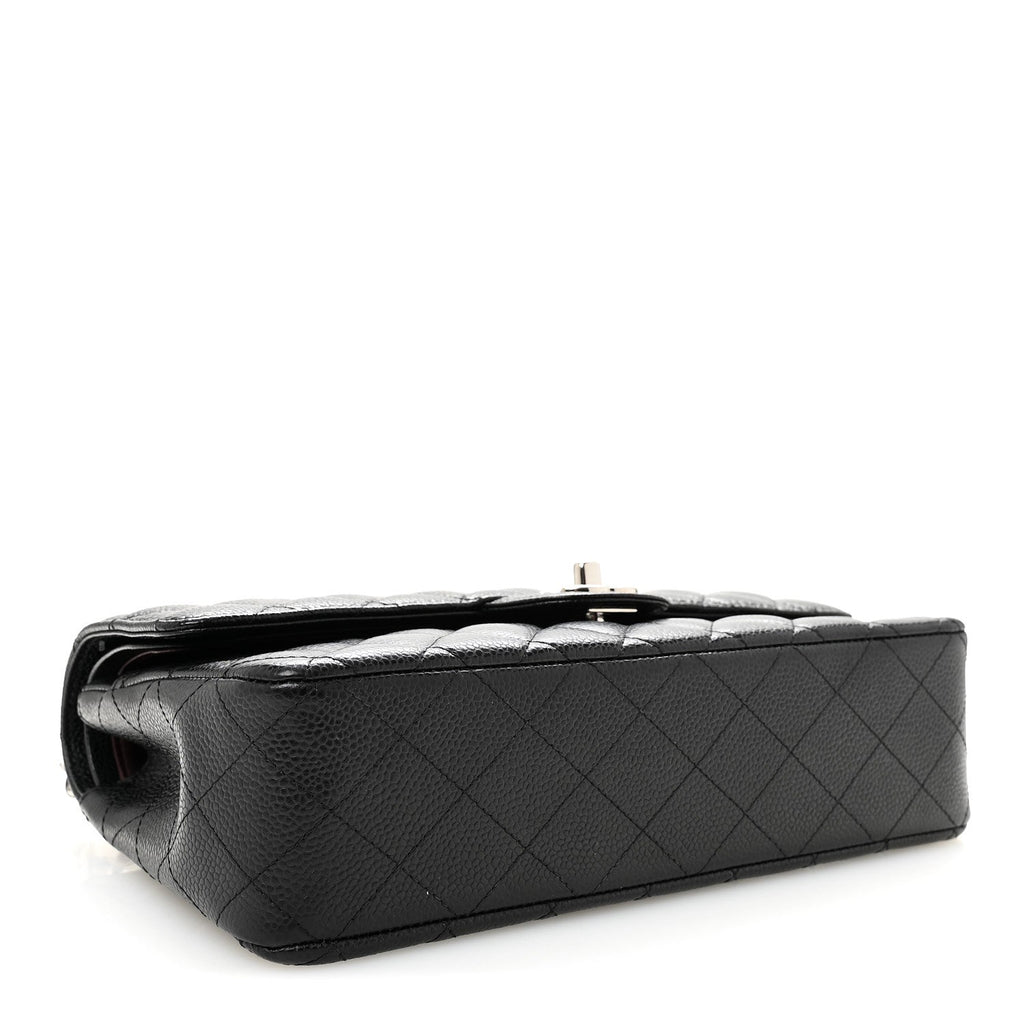 Caviar Quilted Medium Double Flap Black