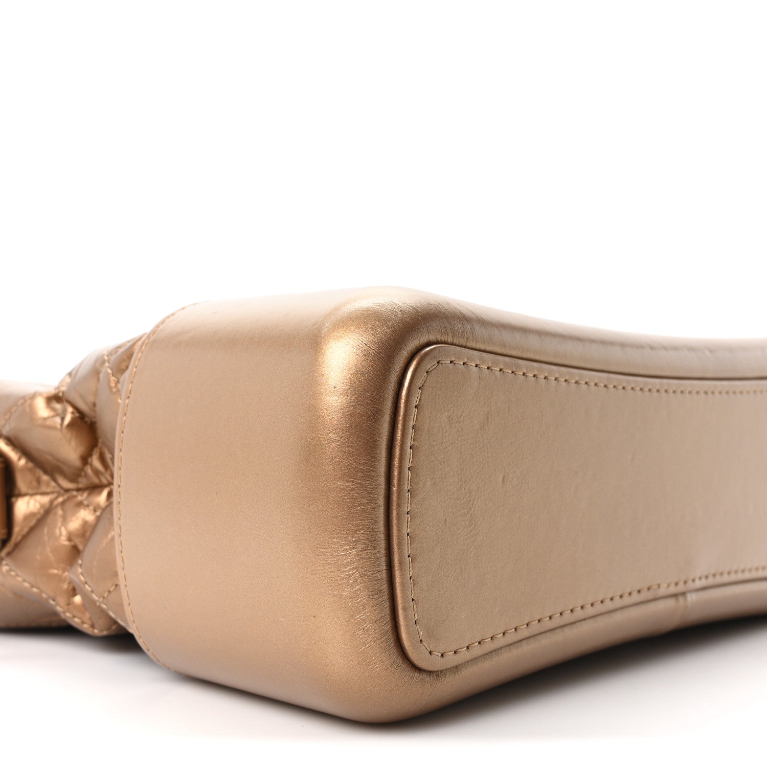 Metallic Lambskin Calfskin Quilted Medium Gabrielle Hobo Gold