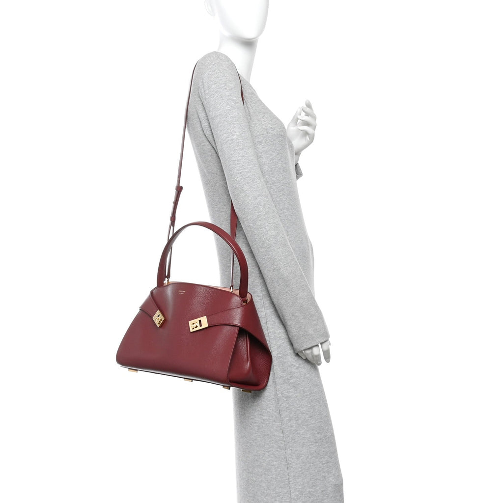 Calfskin Medium Hug Soft Bicolor Shoulder Bag  College Red Pink