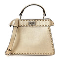 Metallic Cuoio Roma Sellerissima Nappa Sintetica Tape Stitch Petite Peekaboo I SEE U Iconic Satchel Platino