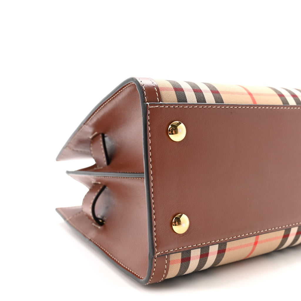 Calfskin Vintage Check Mini Two Handle Title Bag Archive Beige