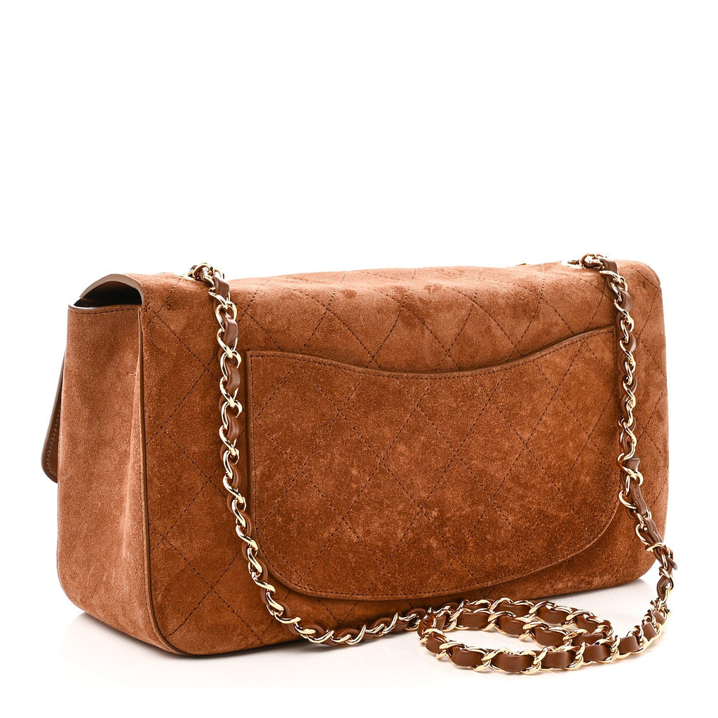 Suede Calfskin Small Souplissimo Maxi Flap Camel