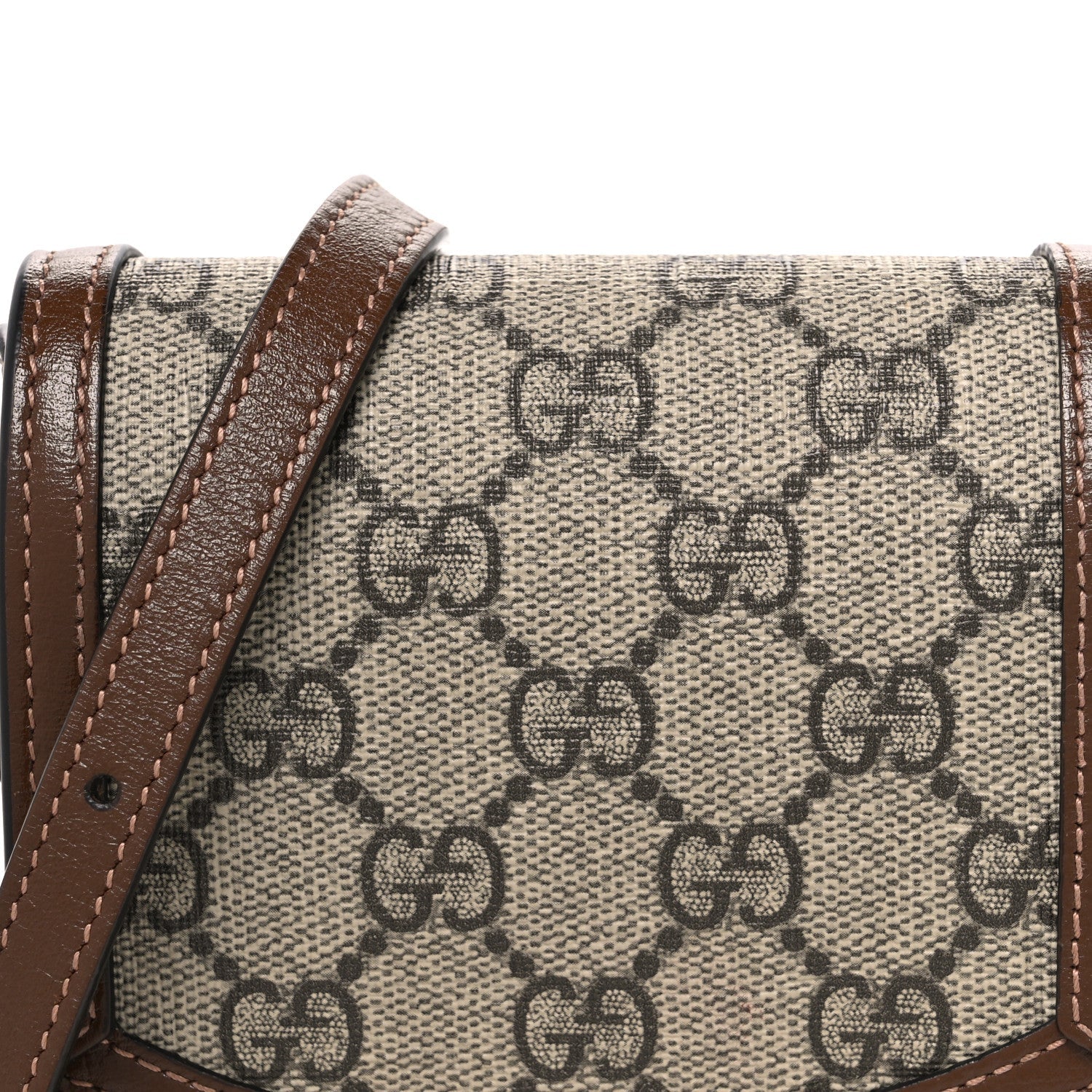 GG Supreme Monogram Mini Horsebit 1955 Crossbody Bag Beige Brown Sugar