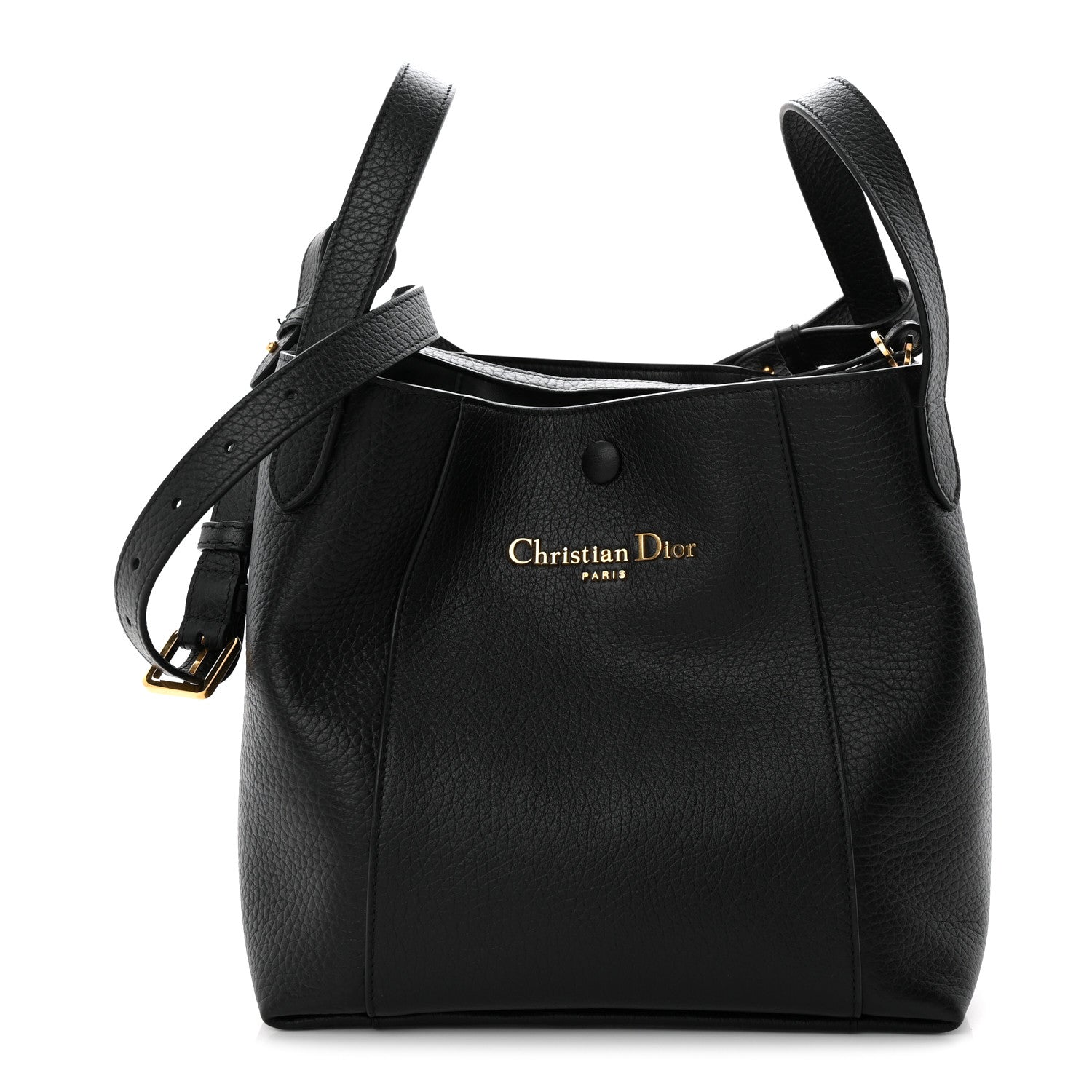 Calfskin Medium Signature Bucket Bag Black