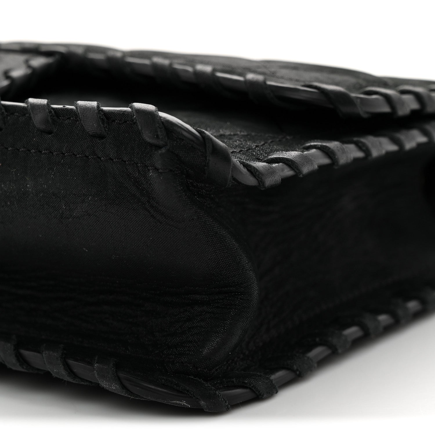 Iridescent Calfskin Small Happy Stitch Flap Black