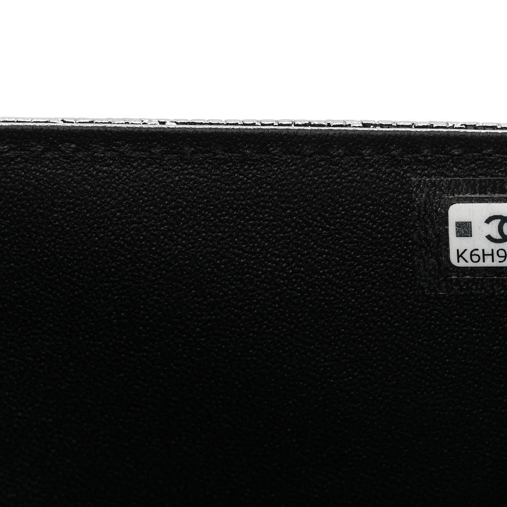 Calfskin Lizard Embossed Top Handle Clutch With Chain Black
